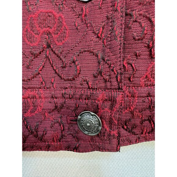 Vintage J. Jill Womens Brocade Jacket Size S Red & Black - Picture 5 of 10